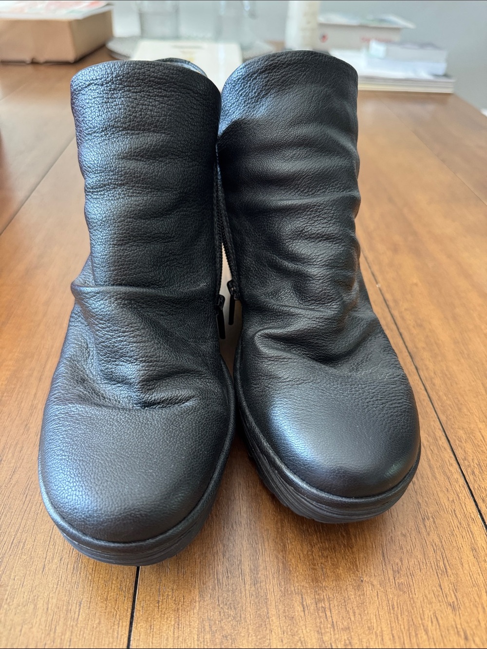 Fly London Black Leather Zip-Detail Ankle Boots